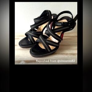 Christian Louboution  strapped zippered heels!!!!
